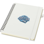 Cuaderno de tapa dura piel sintética espiral A5 hojas a rayas JournalBooks color blanco vista impresión tampografía