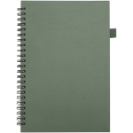 Cuaderno de tapa dura piel sintética espiral A5 hojas a rayas JournalBooks color verde jaspeado segunda vista frontal