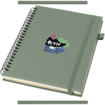 Cuaderno de tapa dura piel sintética espiral A5 hojas a rayas JournalBooks color verde jaspeado vista impresión tampografía