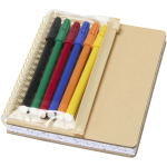 Set de cuaderno y rotuladores con bolsillo transparente B6 color natural