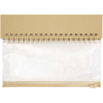 Set de cuaderno y rotuladores con bolsillo transparente B6 color natural tercera vista frontal