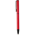 Bolígrafo de aluminio reciclado con mecanismo giratorio tinta azul color rojo vista lateral