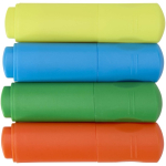 Set de mini rotuladores fluorescentes 4 colores en caja kraft color multicolor segunda vista frontal