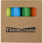 Set de mini rotuladores fluorescentes 4 colores en caja kraft color multicolor vista impresión serigrafía