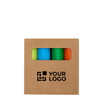 Set de mini rotuladores fluorescentes 4 colores en caja kraft vista principal