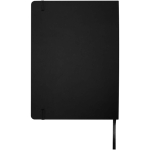 Cuaderno tapa dura con cierre elástico y piel sintética A4 hojas a rayas color negro segunda vista trasera