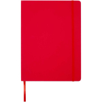 Cuaderno tapa dura con cierre elástico y piel sintética A4 hojas a rayas color rojo segunda vista frontal