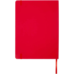 Cuaderno tapa dura con cierre elástico y piel sintética A4 hojas a rayas color rojo segunda vista trasera