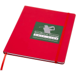 Cuaderno tapa dura con cierre elástico y piel sintética A4 hojas a rayas color rojo vista impresión tampografía