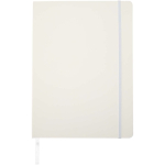 Cuaderno tapa dura con cierre elástico y piel sintética A4 hojas a rayas color blanco segunda vista frontal
