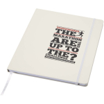 Cuaderno tapa dura con cierre elástico y piel sintética A4 hojas a rayas color blanco vista impresión tampografía