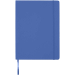 Cuaderno tapa dura con cierre elástico y piel sintética A4 hojas a rayas color azul real segunda vista frontal
