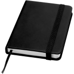 Cuaderno tapa dura con cierre elástico y piel sintética A7 hojas a rayas color negro
