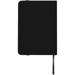 Cuaderno tapa dura con cierre elástico y piel sintética A7 hojas a rayas color negro segunda vista trasera