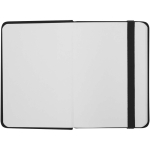 Cuaderno tapa dura con cierre elástico y piel sintética A7 hojas a rayas color negro tercera vista frontal