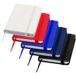 Cuaderno tapa dura con cierre elástico y piel sintética A7 hojas a rayas color negro segunda vista varios colores