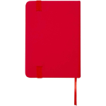 Cuaderno tapa dura con cierre elástico y piel sintética A7 hojas a rayas color rojo segunda vista trasera