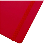 Cuaderno tapa dura con cierre elástico y piel sintética A7 hojas a rayas color rojo vista detalle 1