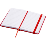 Cuaderno tapa dura con cierre elástico y piel sintética A7 hojas a rayas color rojo segunda vista