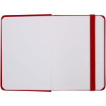 Cuaderno tapa dura con cierre elástico y piel sintética A7 hojas a rayas color rojo tercera vista frontal
