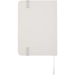Cuaderno tapa dura con cierre elástico y piel sintética A7 hojas a rayas color blanco segunda vista trasera