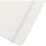 Cuaderno tapa dura con cierre elástico y piel sintética A7 hojas a rayas color blanco vista detalle 1