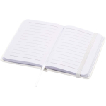 Cuaderno tapa dura con cierre elástico y piel sintética A7 hojas a rayas color blanco segunda vista