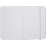Cuaderno tapa dura con cierre elástico y piel sintética A7 hojas a rayas color blanco tercera vista frontal