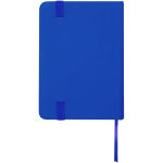 Cuaderno tapa dura con cierre elástico y piel sintética A7 hojas a rayas color azul real segunda vista trasera