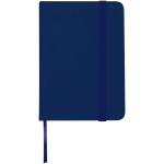 Cuaderno tapa dura con cierre elástico y piel sintética A7 hojas a rayas color azul marino segunda vista frontal