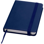 Cuaderno tapa dura con cierre elástico y piel sintética A7 hojas a rayas color azul marino