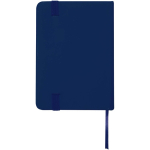 Cuaderno tapa dura con cierre elástico y piel sintética A7 hojas a rayas color azul marino segunda vista trasera