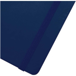 Cuaderno tapa dura con cierre elástico y piel sintética A7 hojas a rayas color azul marino vista detalle 1