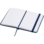 Cuaderno tapa dura con cierre elástico y piel sintética A7 hojas a rayas color azul marino segunda vista