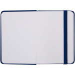 Cuaderno tapa dura con cierre elástico y piel sintética A7 hojas a rayas color azul marino tercera vista frontal