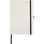 Cuaderno de tapa dura con cierre elástico y tacto suave A5 hojas a rayas color negro segunda vista frontal