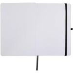 Cuaderno de tapa dura con cierre elástico y tacto suave A5 hojas a rayas color negro tercera vista frontal