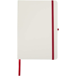 Cuaderno de tapa dura con cierre elástico y tacto suave A5 hojas a rayas color rojo segunda vista frontal