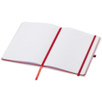 Cuaderno de tapa dura con cierre elástico y tacto suave A5 hojas a rayas color rojo segunda vista