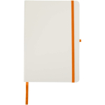 Cuaderno de tapa dura con cierre elástico y tacto suave A5 hojas a rayas color naranja segunda vista frontal