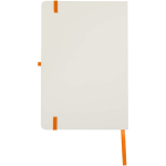 Cuaderno de tapa dura con cierre elástico y tacto suave A5 hojas a rayas color naranja segunda vista trasera