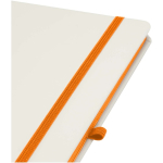 Cuaderno de tapa dura con cierre elástico y tacto suave A5 hojas a rayas color naranja vista detalle 1