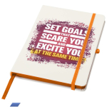 Cuaderno de tapa dura con cierre elástico y tacto suave A5 hojas a rayas color naranja