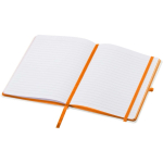Cuaderno de tapa dura con cierre elástico y tacto suave A5 hojas a rayas color naranja segunda vista