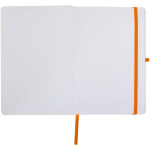 Cuaderno de tapa dura con cierre elástico y tacto suave A5 hojas a rayas color naranja tercera vista frontal