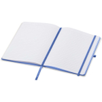 Cuaderno de tapa dura con cierre elástico y tacto suave A5 hojas a rayas color azul real segunda vista