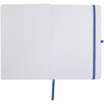 Cuaderno de tapa dura con cierre elástico y tacto suave A5 hojas a rayas color azul real tercera vista frontal