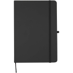 Set de cuaderno A5 de tapa dura y bolígrafo de tinta azul color negro segunda vista frontal