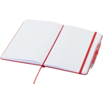 Set de cuaderno A5 de tapa dura y bolígrafo de tinta azul color rojo segunda vista