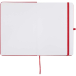 Set de cuaderno A5 de tapa dura y bolígrafo de tinta azul color rojo tercera vista frontal